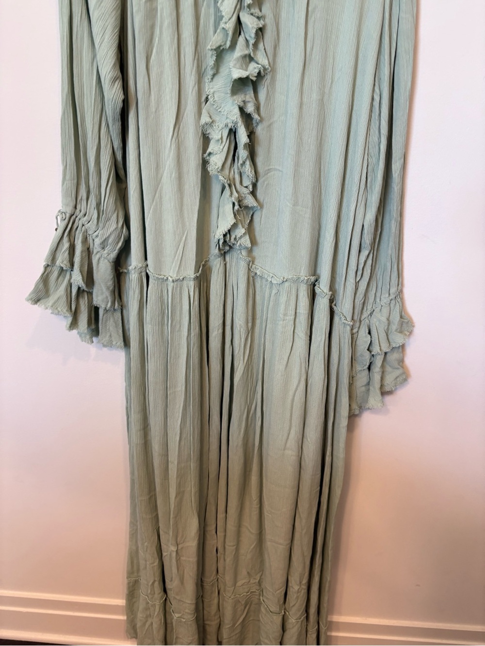 Free People sweet darlin Sage Green Textured Maxi Dress XL - Picture 6 of 15